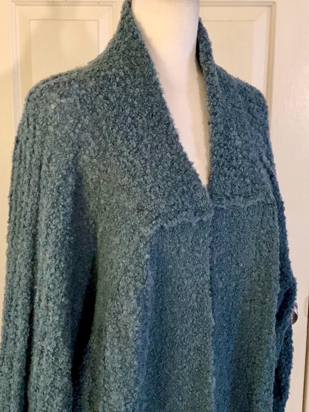 Free People Teal Open-Front Chunky Cardigan - Picture 4 of 9